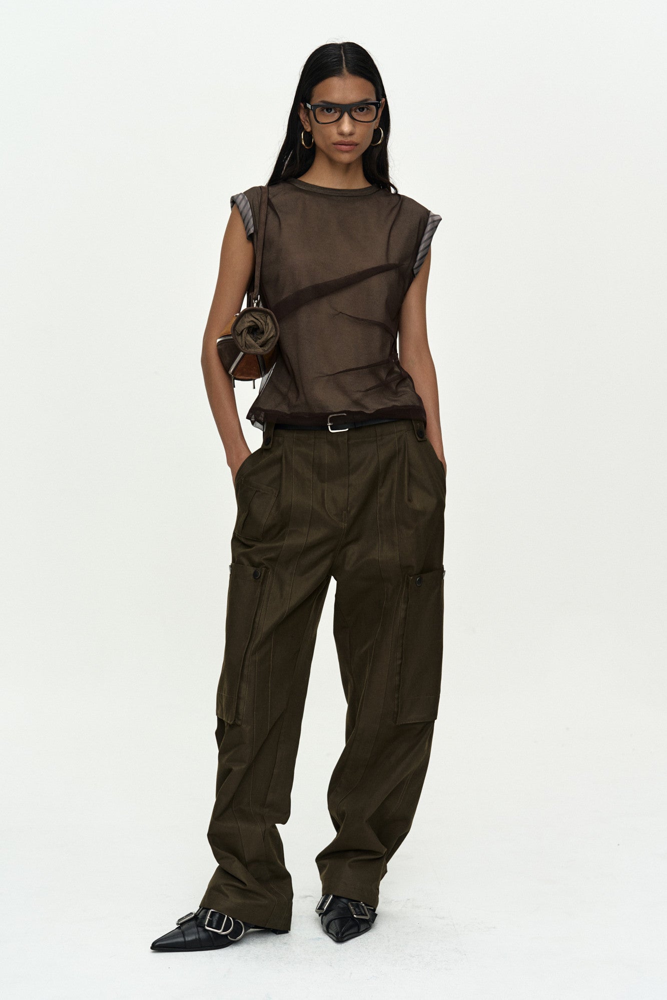 Andersson Bell Layered Mesh Tuck & Dart Top