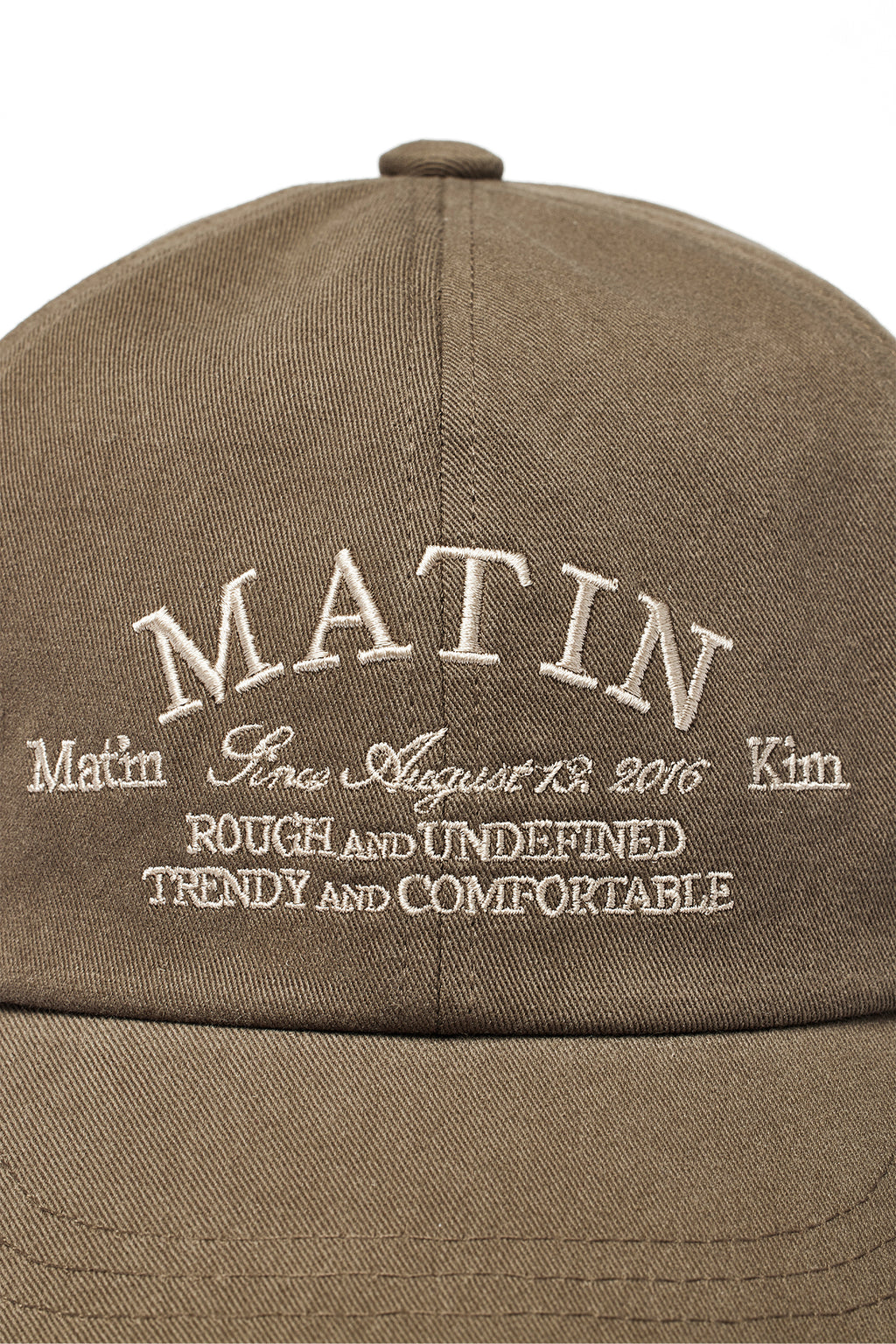 [matinkim] LETTERING FLAT BRIM CAP IN KHAKI