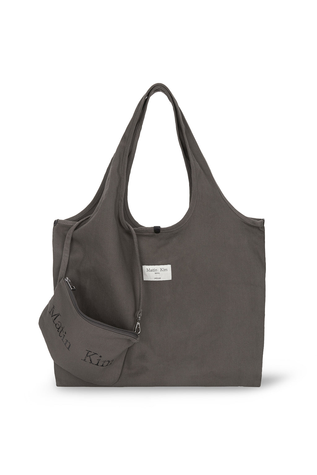 [matinkim] MATIN CRACKED LOGO ECOBAG IN CHARCOAL