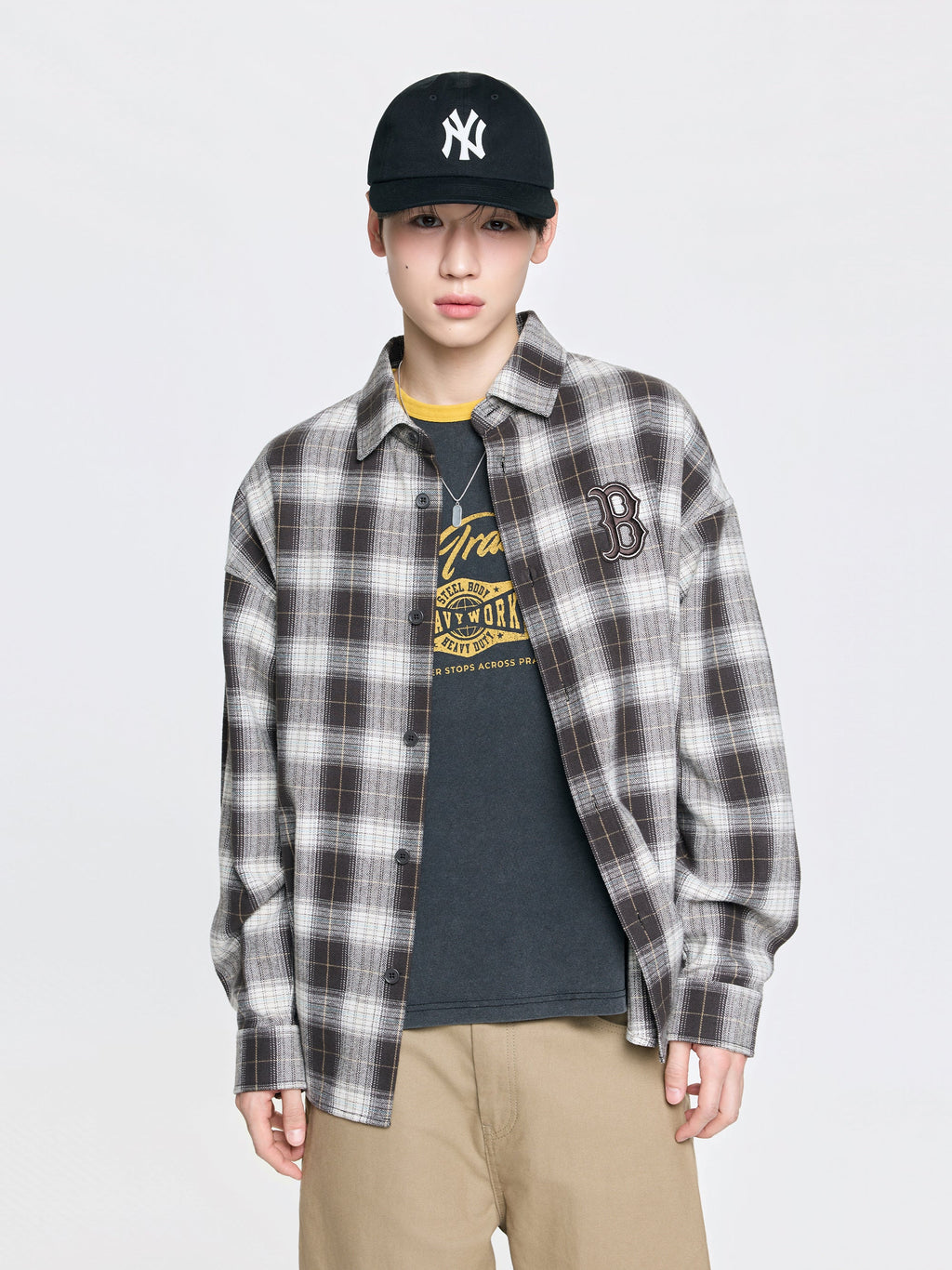 [mlb korea] Basic Cotton Flannel Check Shirts