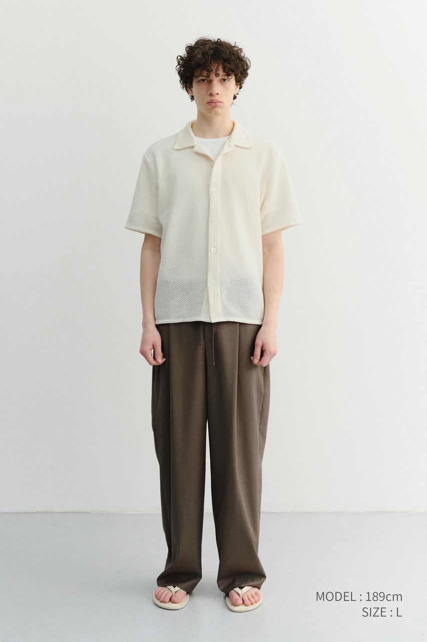 Dunst Open Collared Crochet Shirt Cream