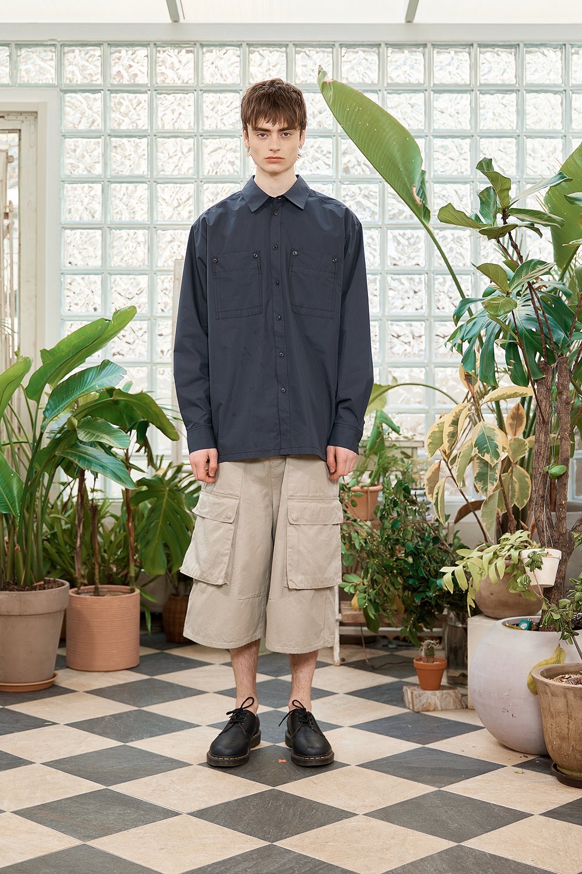 Matinkim Pocket Foldover Shirt For Men IN Charcoal