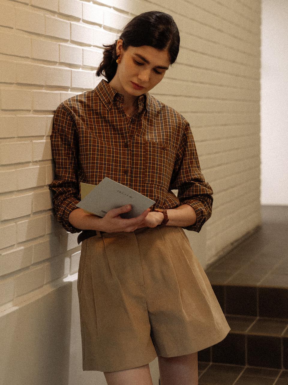 Tillidie Classic grid check shirt Brown