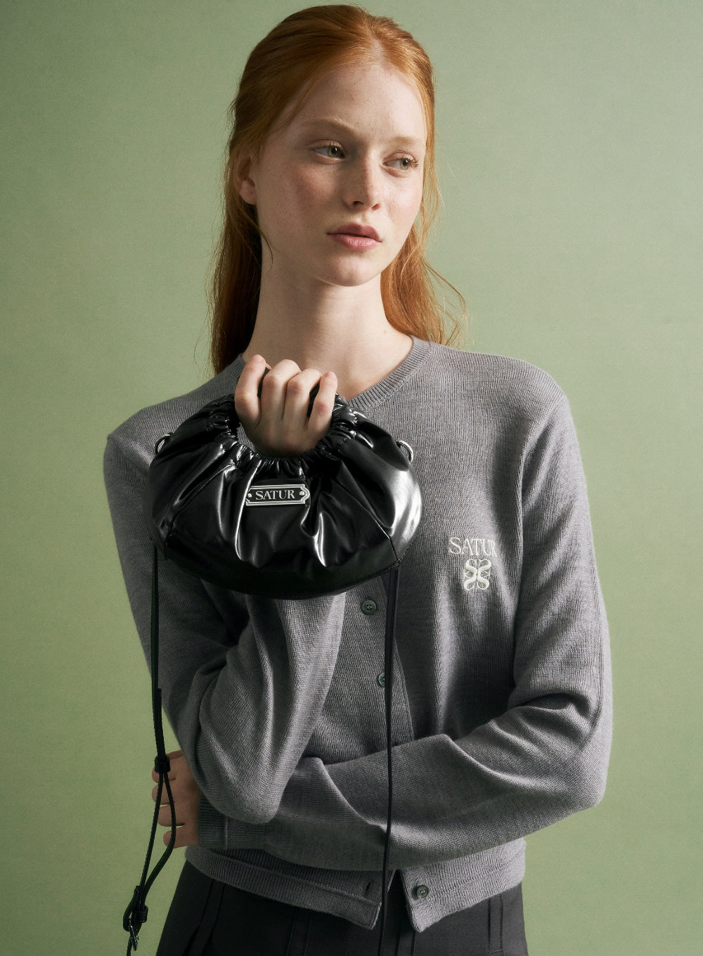 [satur] Scrunchie Mini Tote & Cross Bag - Black