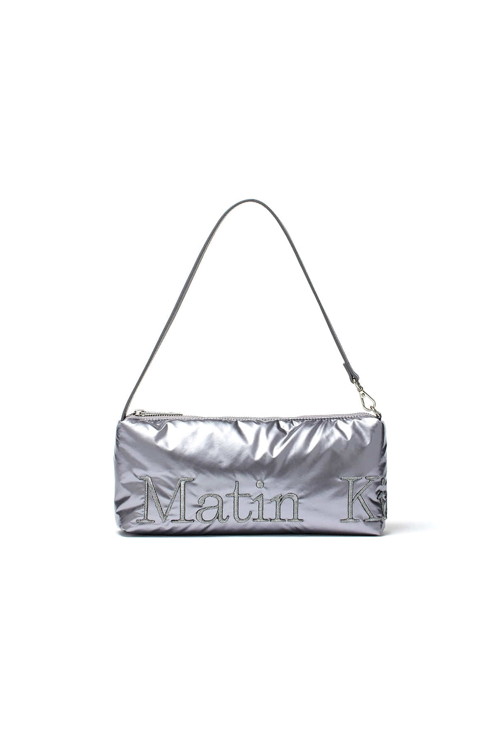 Matinkim Glossy Logo Stitch Mini Shoulder Bag IN Silver