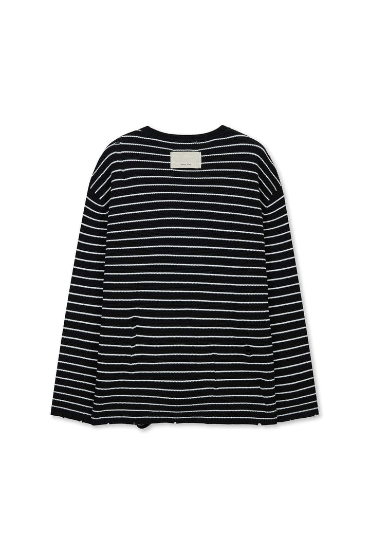 Matinkim Stripe Damaged Loose Pullover IN Black