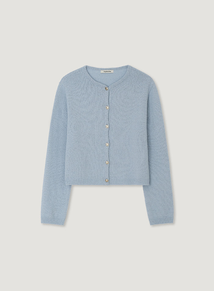 Mango Maniplease Erin Boucle Cardigan Sky Blue
