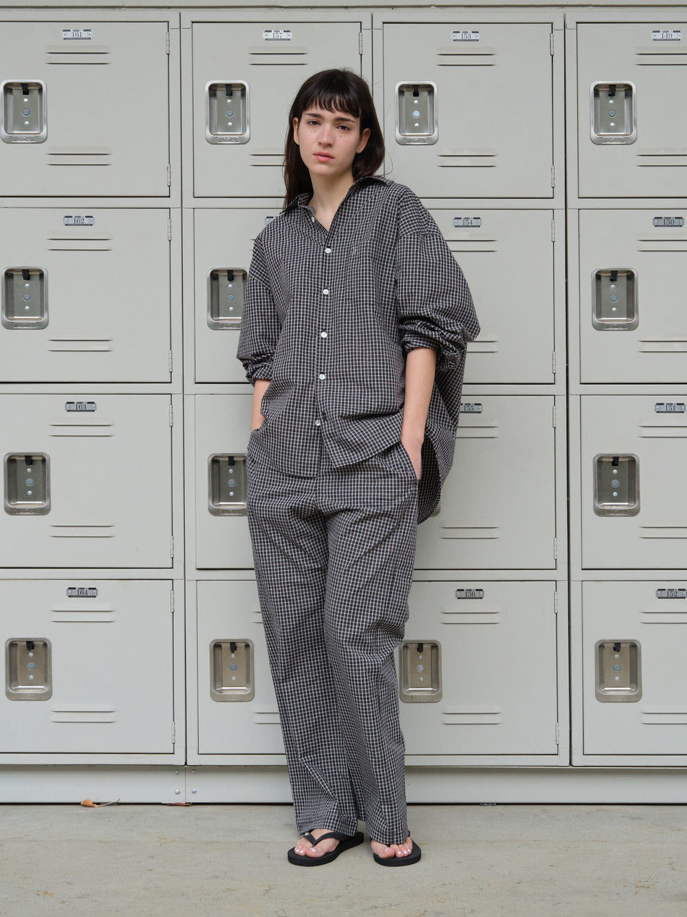 Low Classic Lc Checked Loose-Fit Pants Black