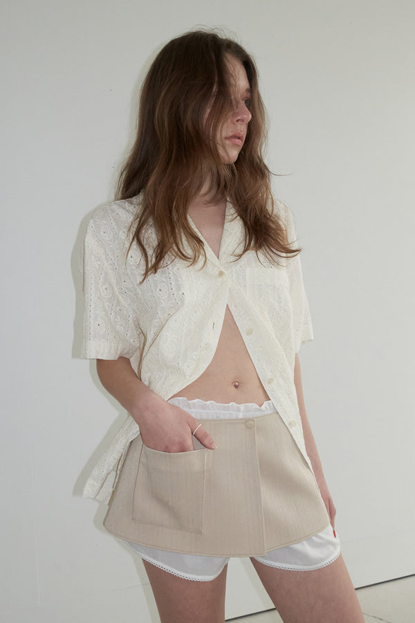 Overdueflair Jacquard Skirt Belt Beige