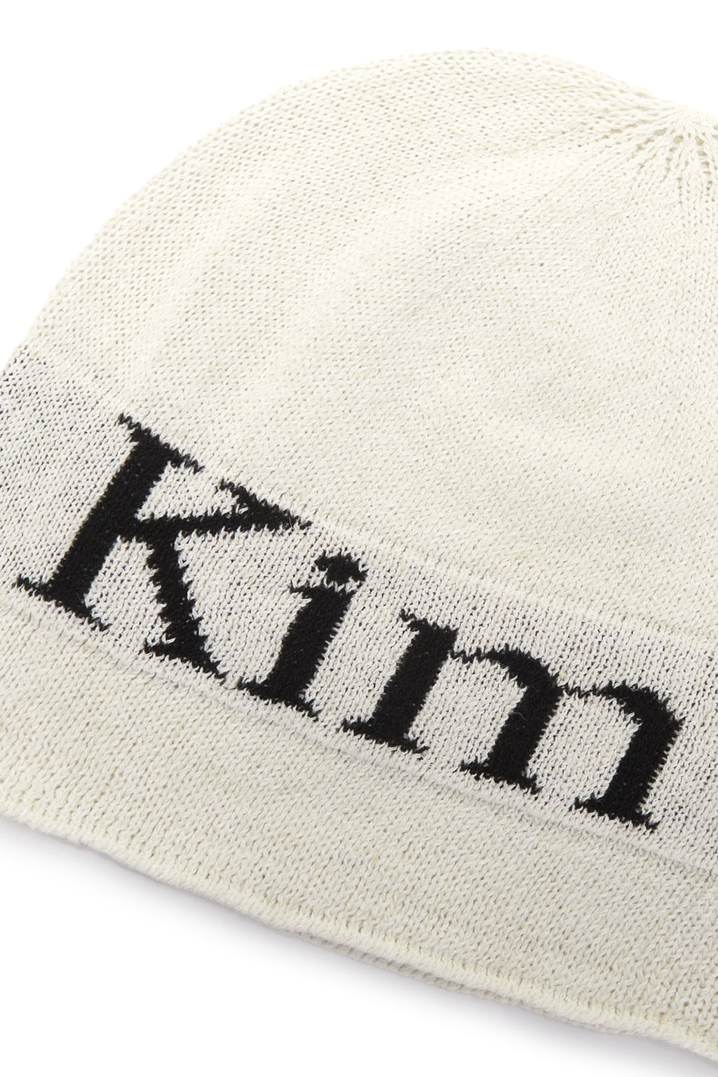 [matinkim] LOGO LINEN SHORT BEANIE IN WHITE