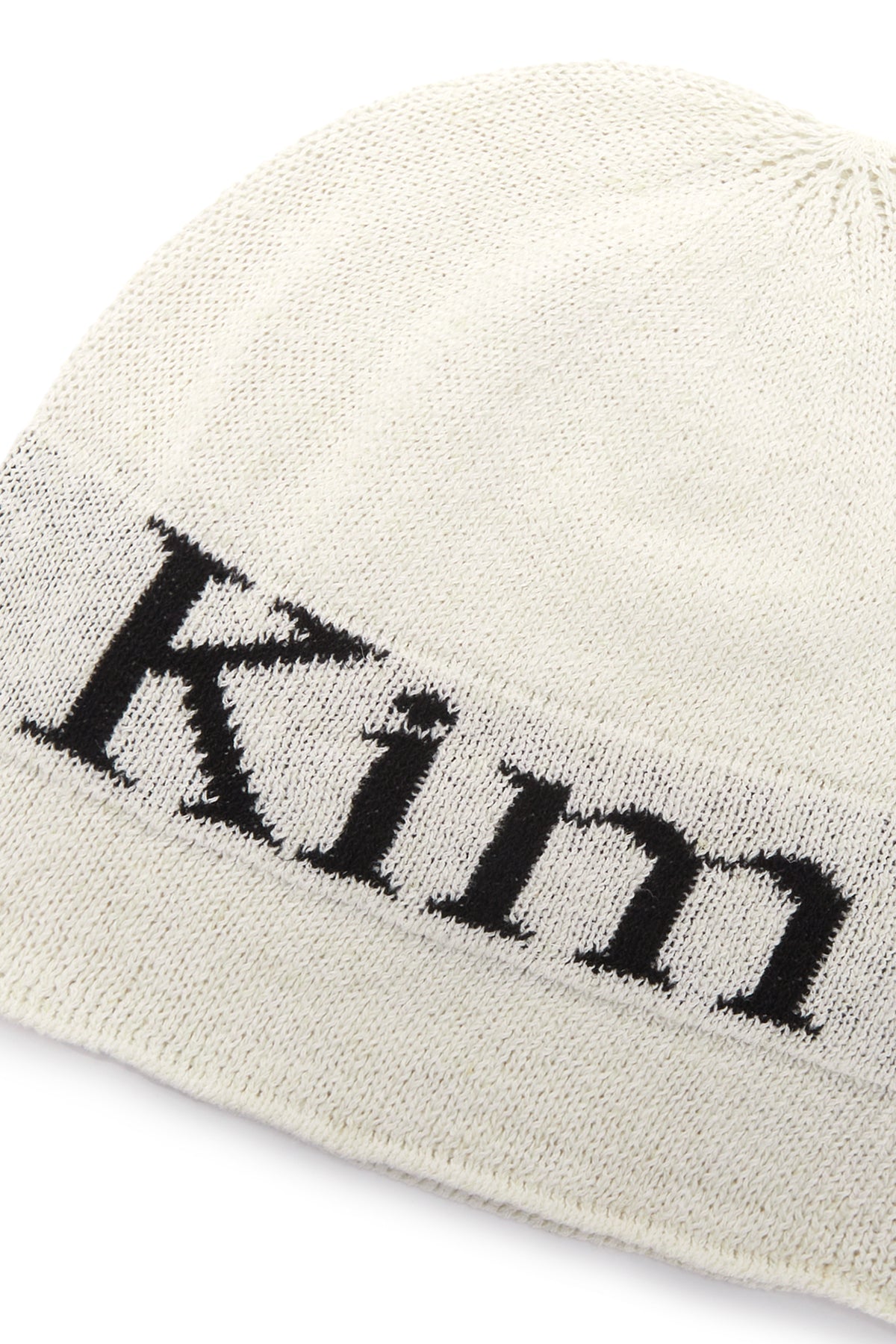 [matinkim] LOGO LINEN SHORT BEANIE IN WHITE