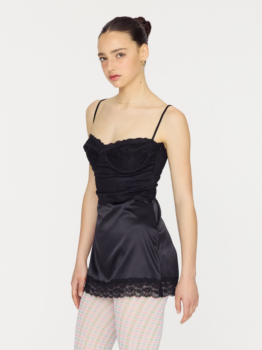 GLOWNY Angel Dream Slip Dress (Black)