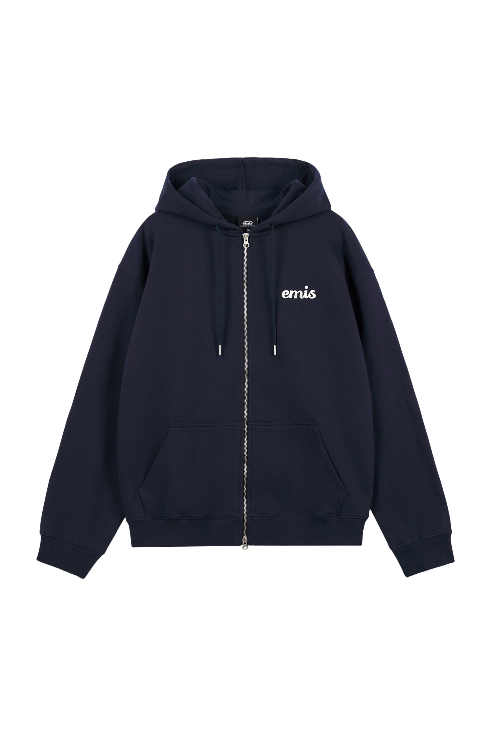 (UNISEX)APPLIQUE HOOD ZIP-UP-NAVY