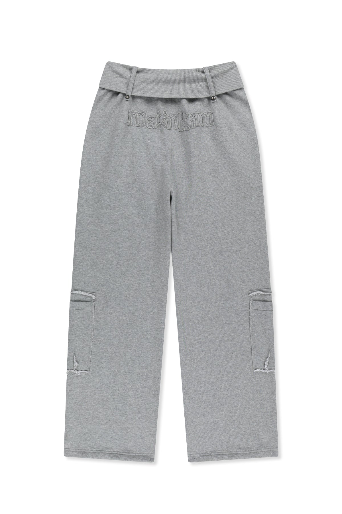 Matinkim Mixed Waffle Foldover Waist Jersey Pants IN Grey