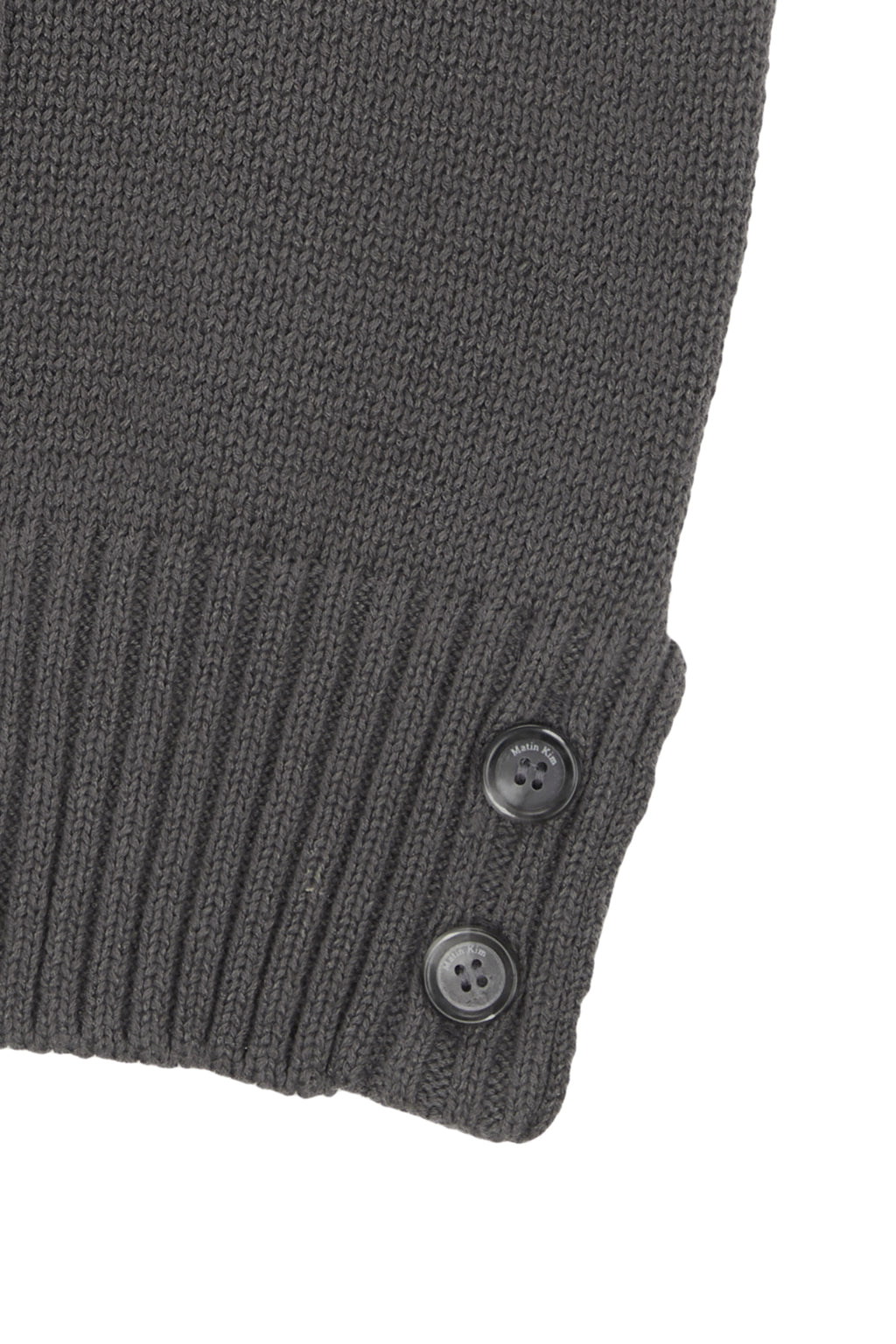 [matinkim] DAMAGE ROUND HALF CARDIGAN IN CHARCOAL