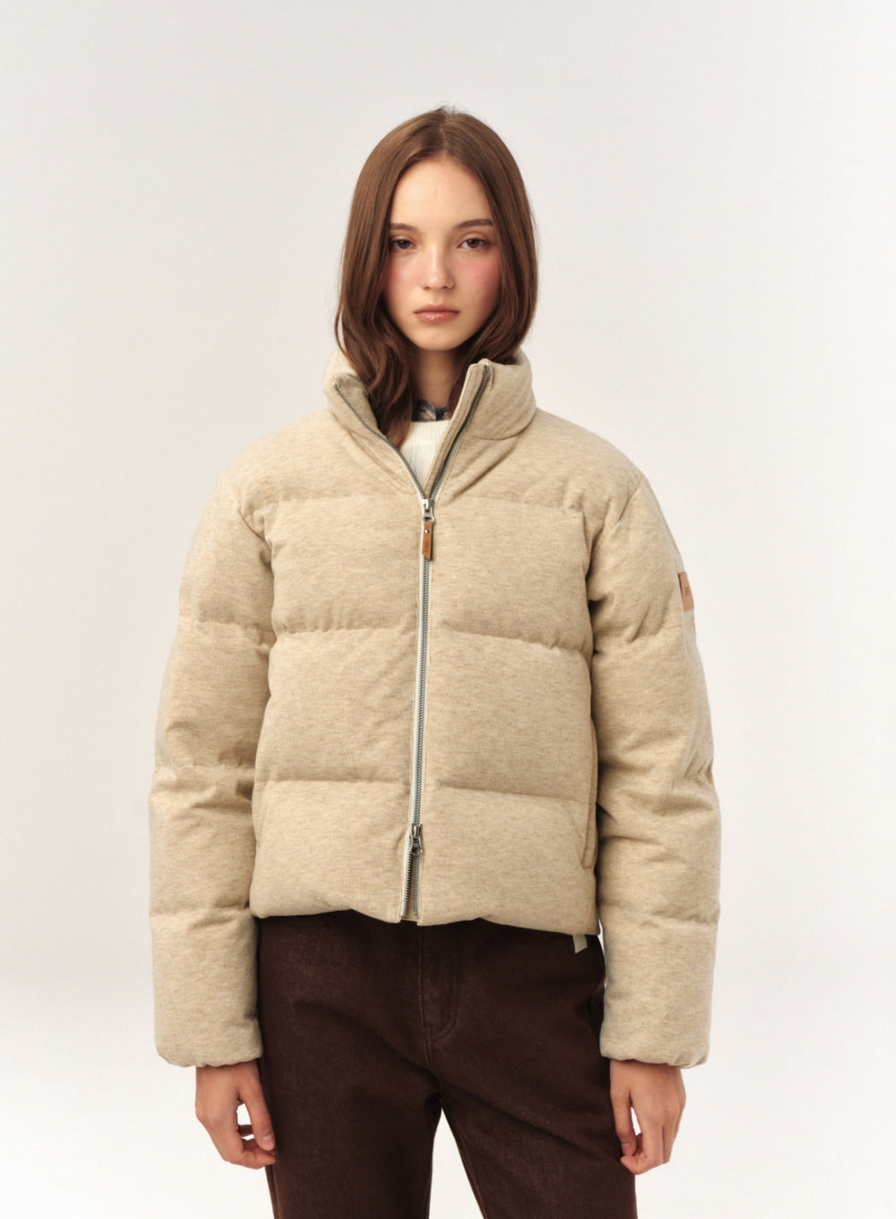 [satur] (W) Knit Puffer Duck Down Padding - Cream