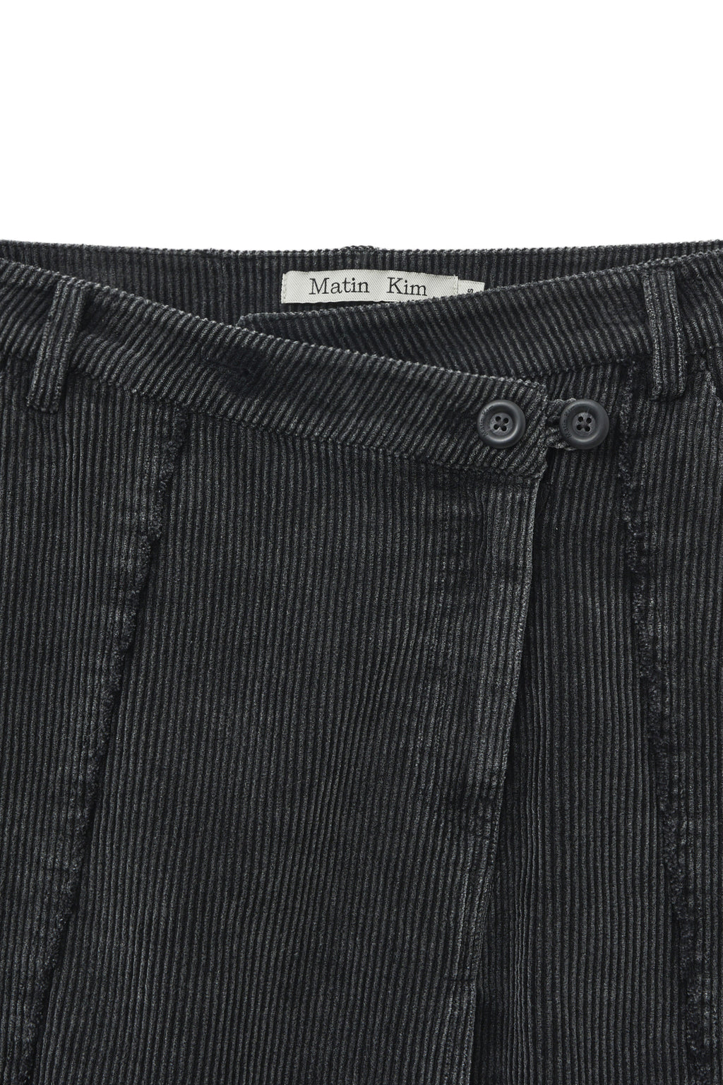 Matinkim Washed Corduroy Wrap Skirt IN Black