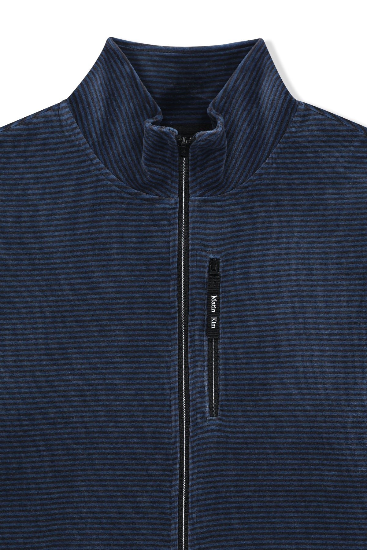 Matinkim Striped Velour Zip UP IN Navy