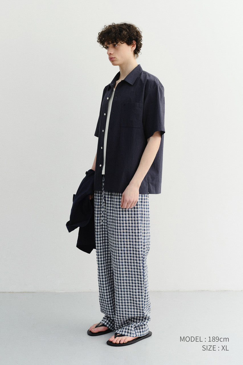 Dunst Unisex Checked Pajama Slacks Navy Check