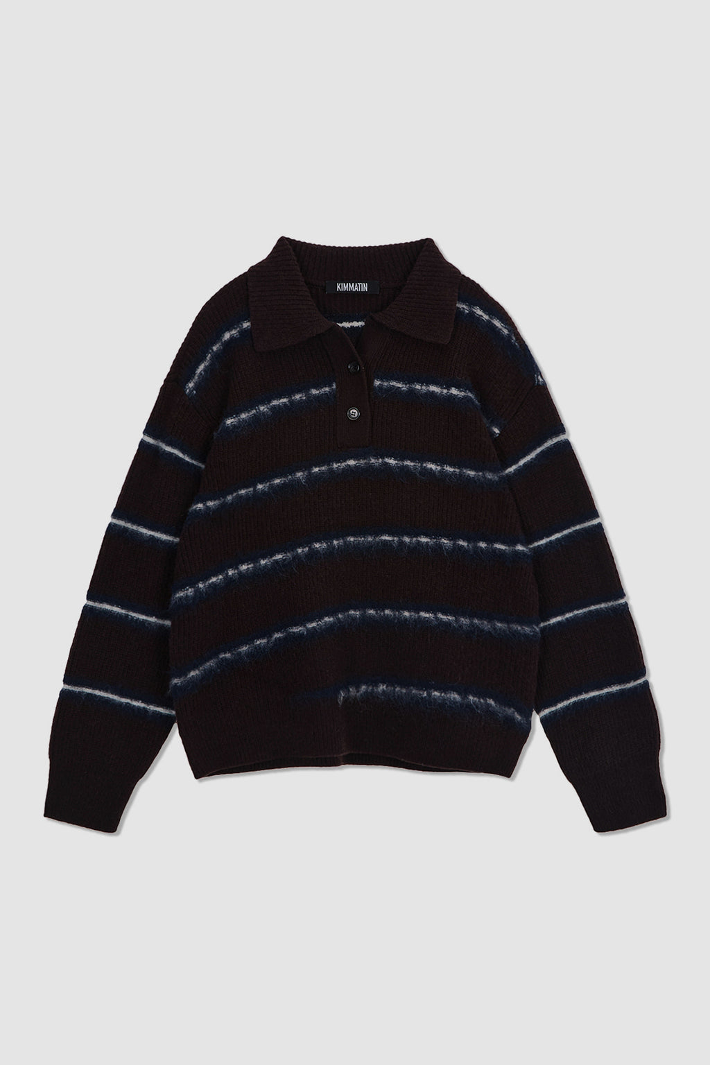 [matinkim] Hairy Stripe Pique Knit Top IN Brown