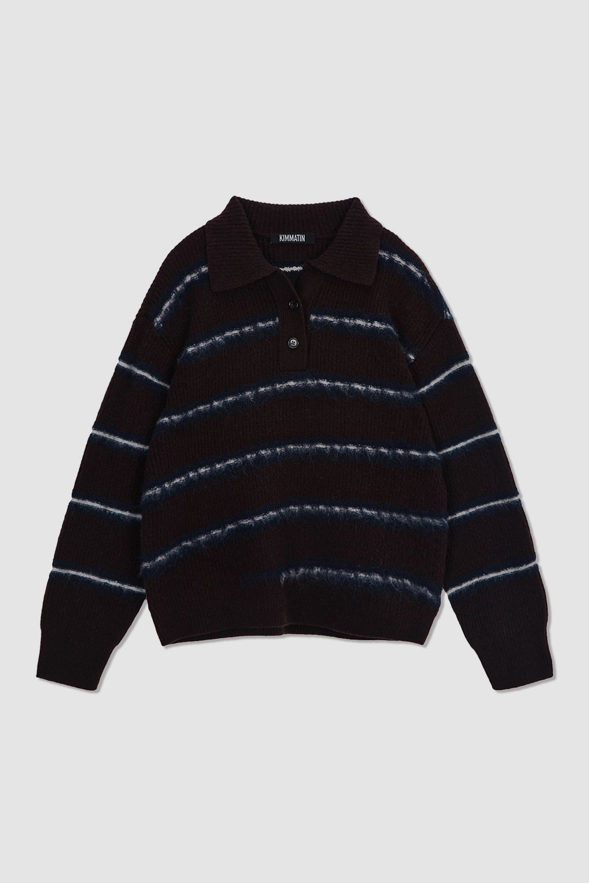 [matinkim] Hairy Stripe Pique Knit Top IN Brown