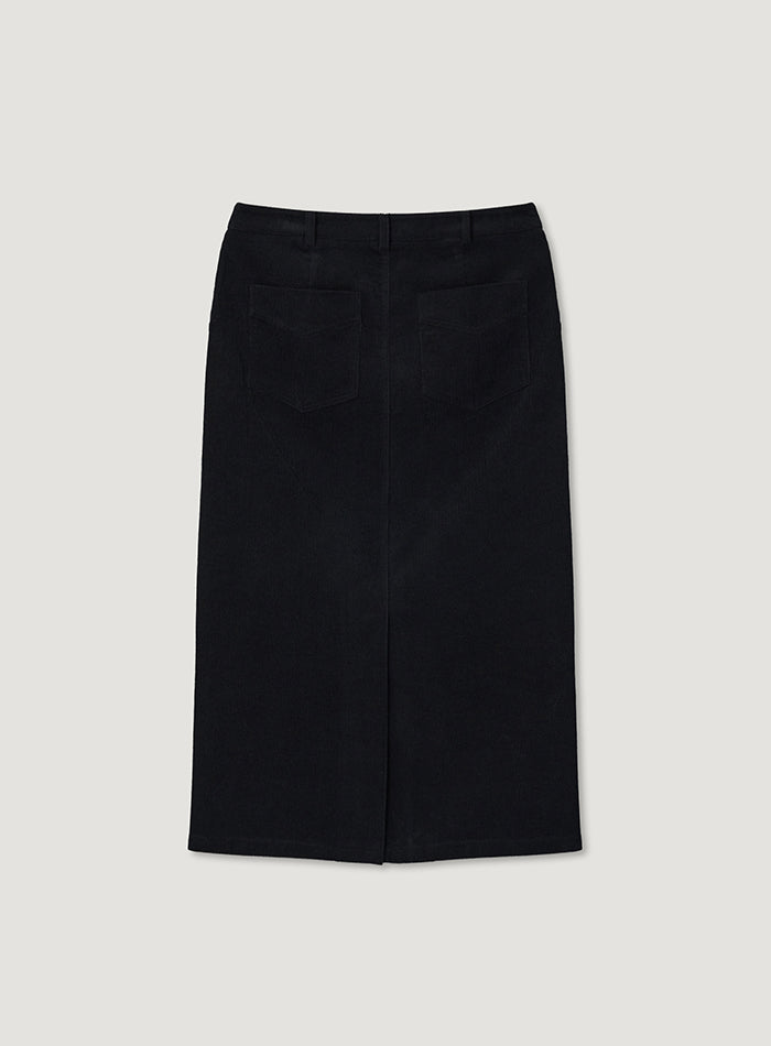 Mango Maniplease Plee Corduroy Skirt Black