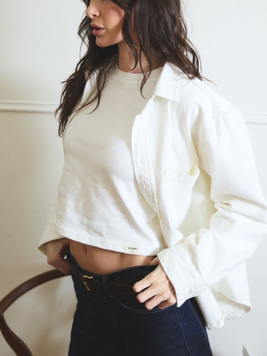 GLOWNY G Classic Cotton Twill Shirt (White)