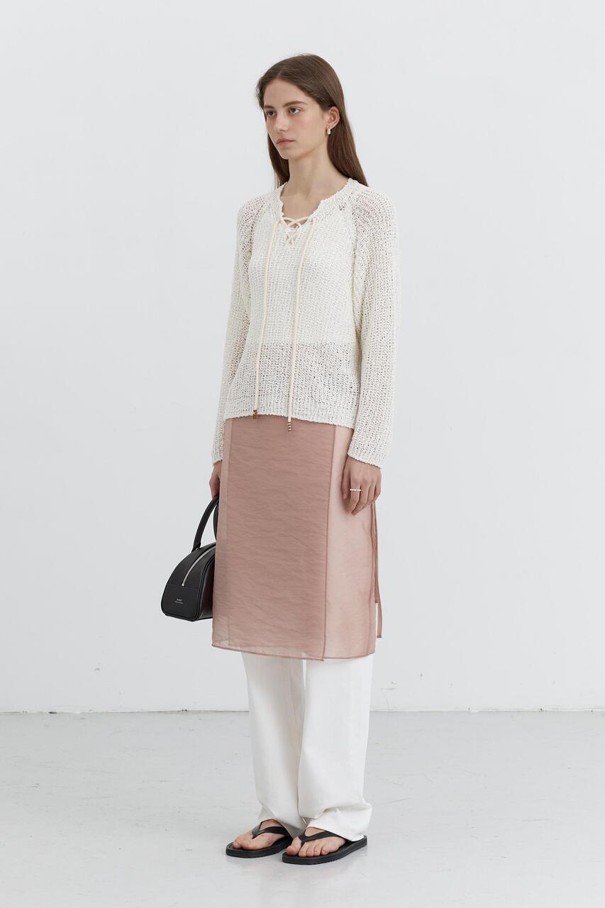 Dunst Organza Layering Long Skirt Salmon Beige
