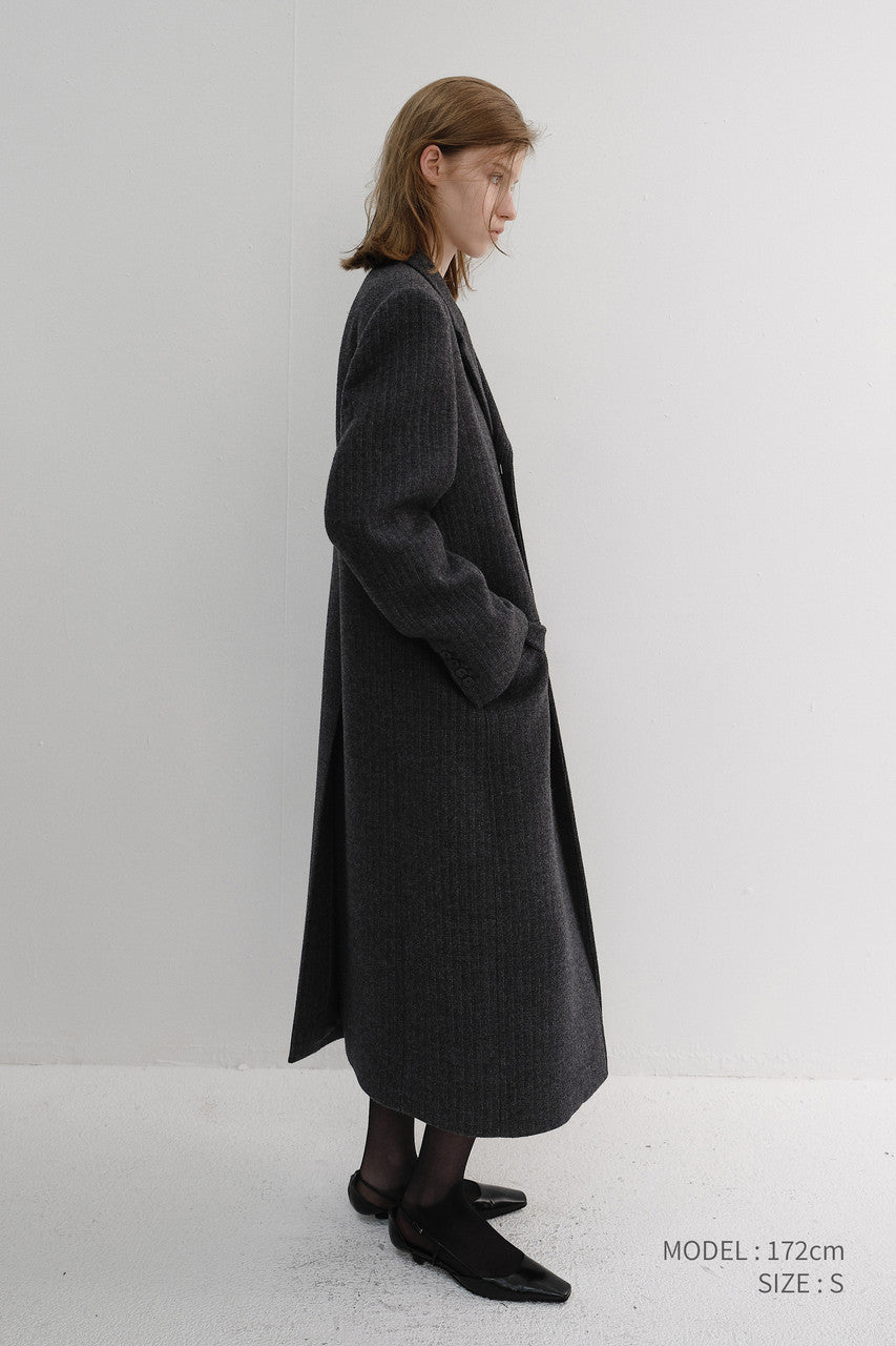 Dunst Unisex 2-Way 3 Button Coat Grey Stripe