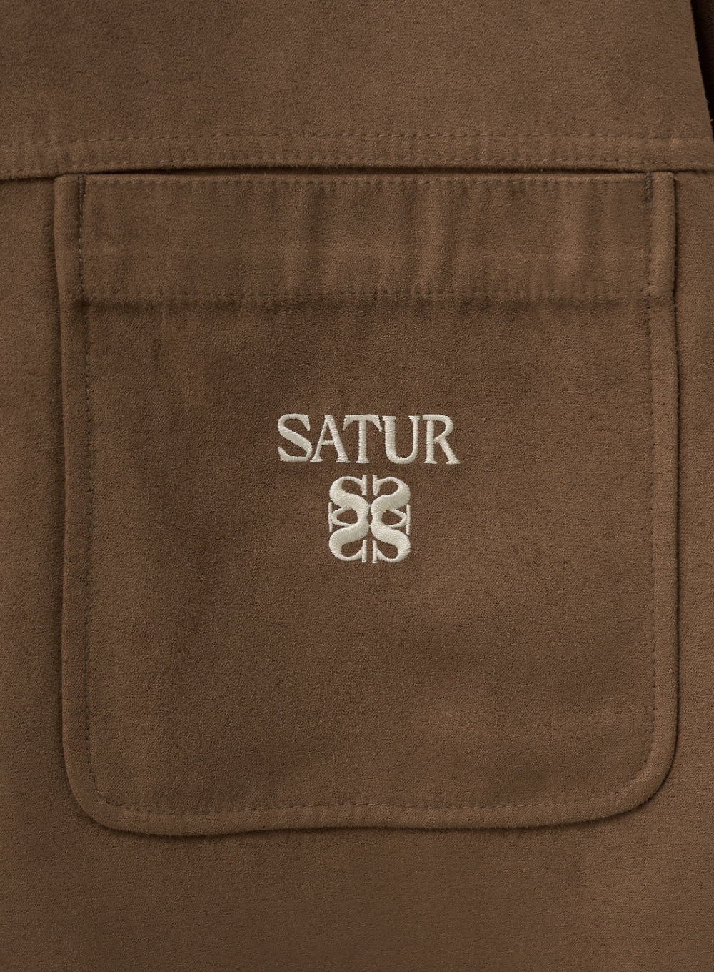 [satur] Synthetic Suede Shirt Jacket - Brown