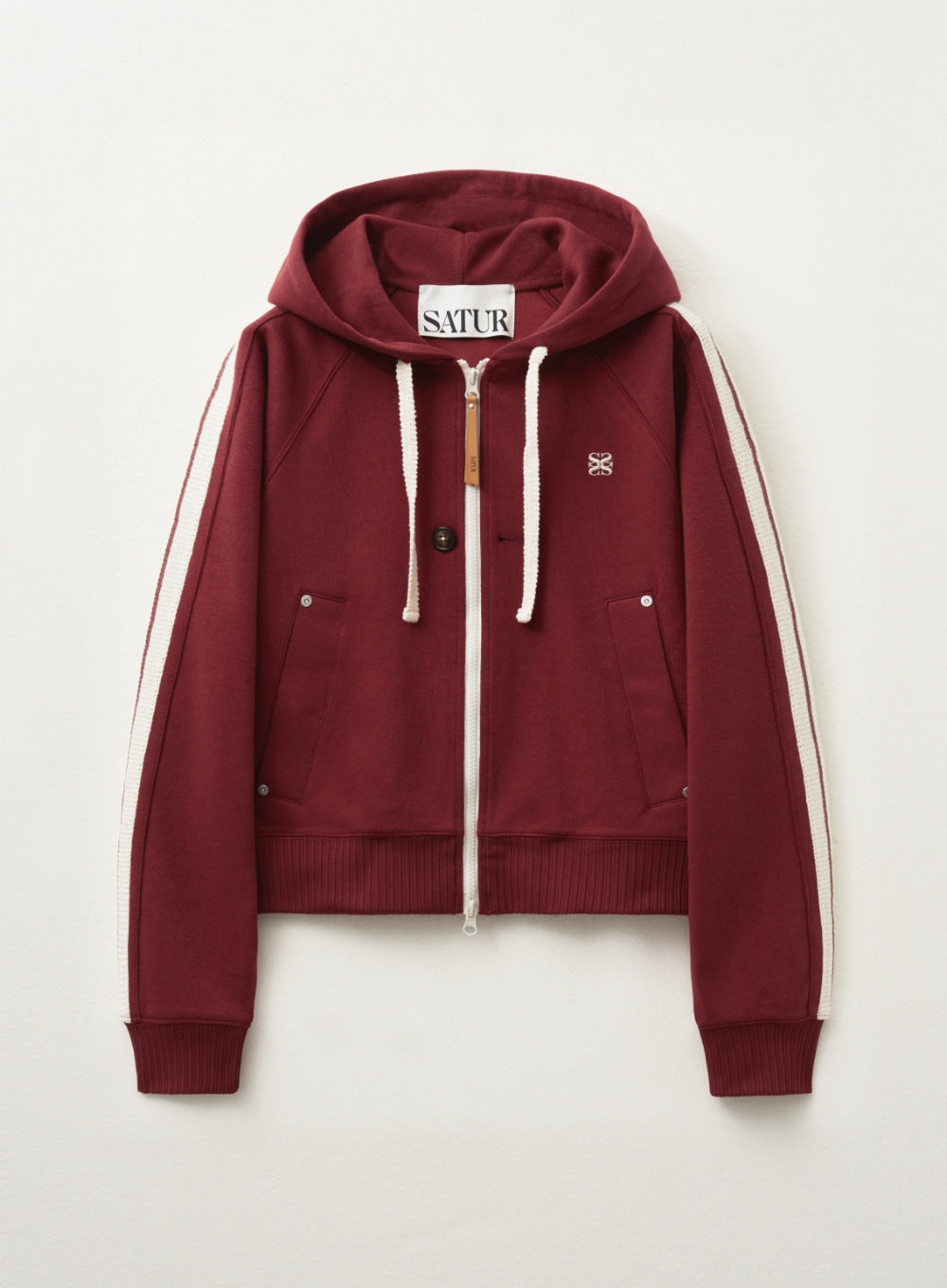 [satur] (W) Lawton Loose Fit Hood Zip-up - Burgundy