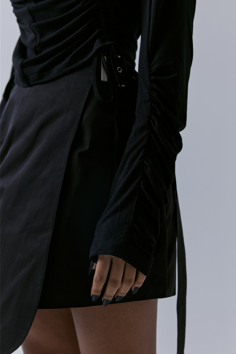 Treemingbird Cargo Layered Mini Skirt Black