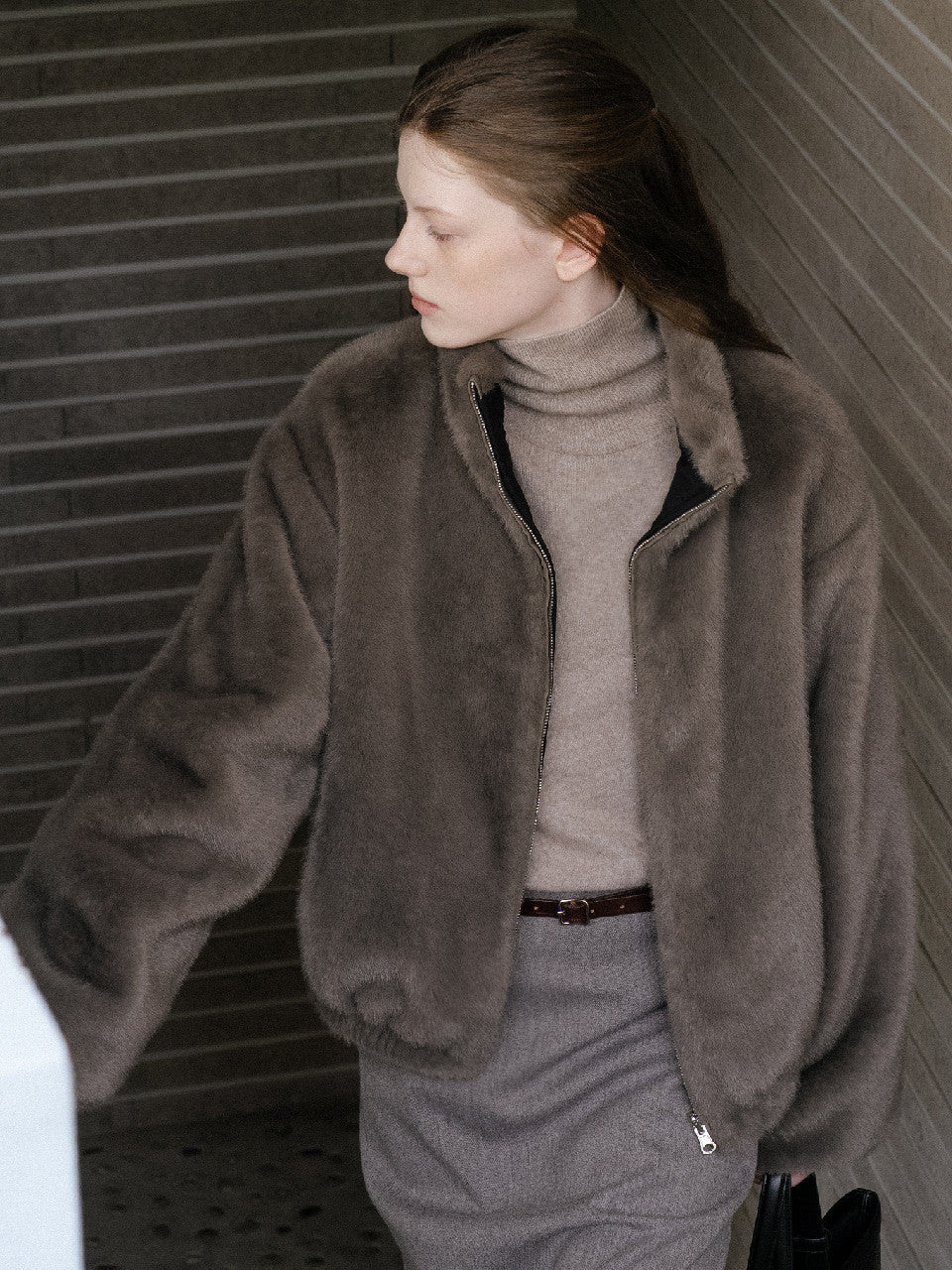 Tillidie Fur reversible jumper Gray