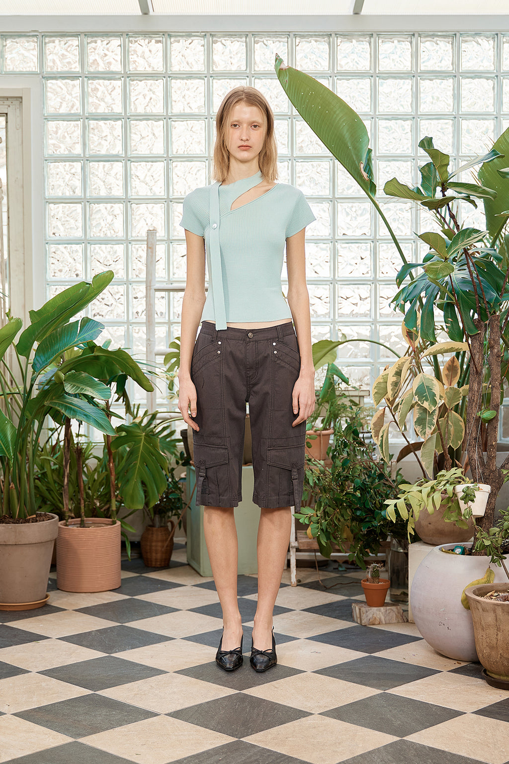 Matinkim Scarf Point Knit Top IN Mint