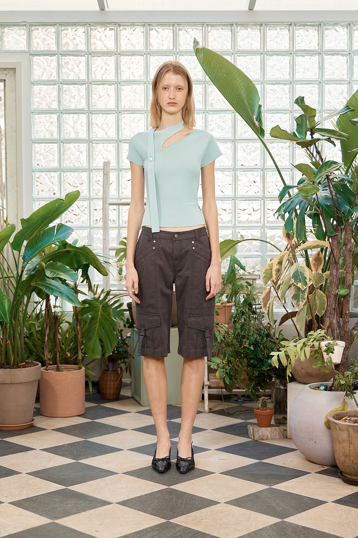 Matinkim Scarf Point Knit Top IN Mint