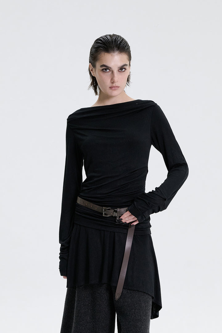 Treemingbird Draped Jersey Long Sleeve Black