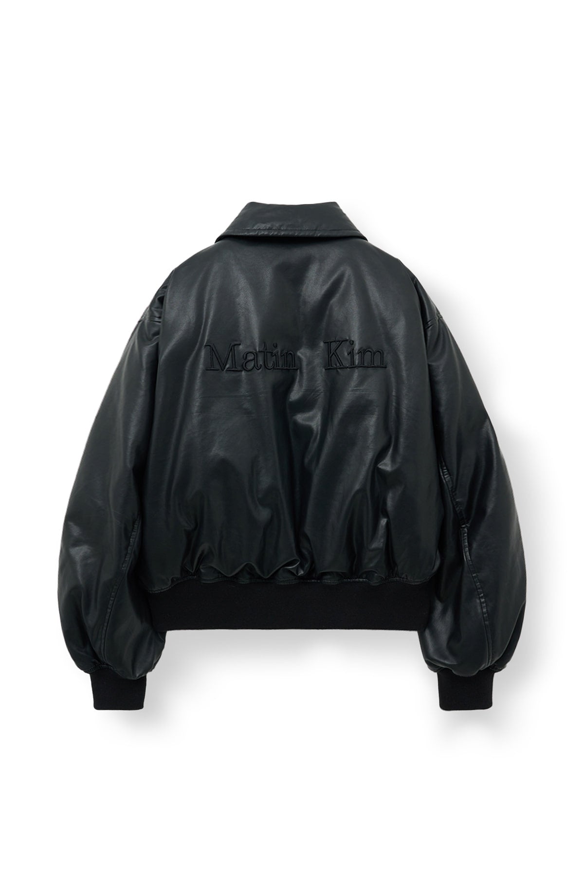 Matinkim Faux Leather Down Jumper For Women IN Black
