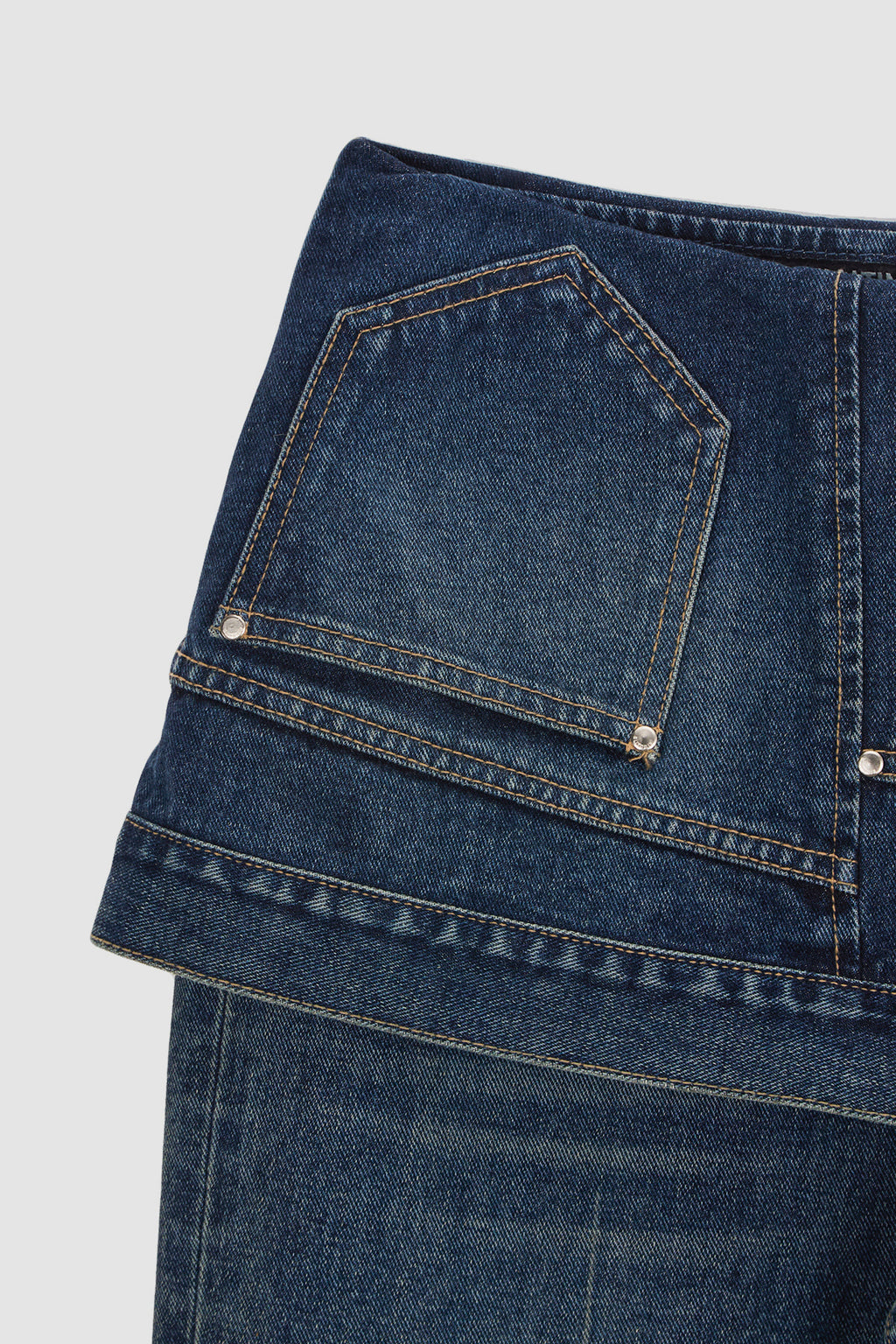 Matinkim Upside Down Layered Denim Pants IN Smoke Blue