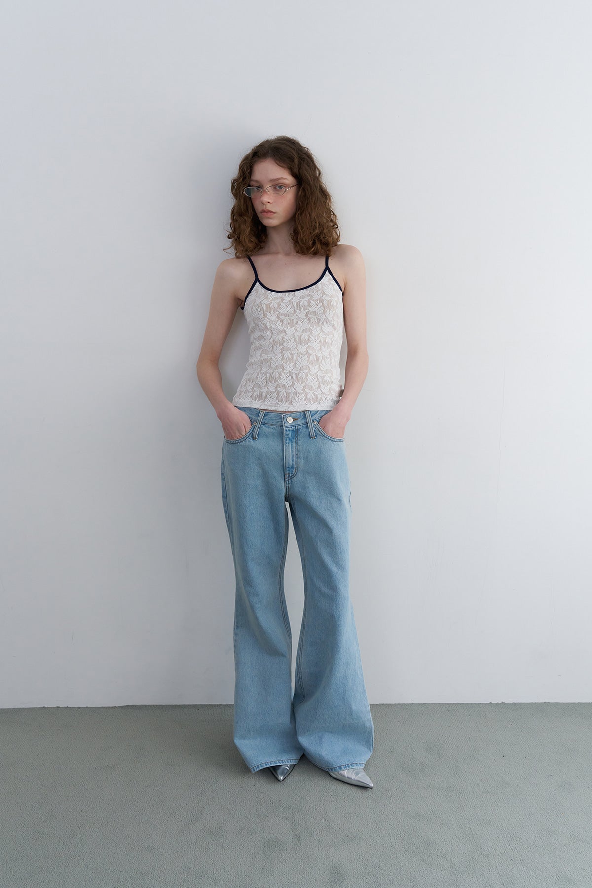 Overdueflair Texture Combi Sleeveless White Lace