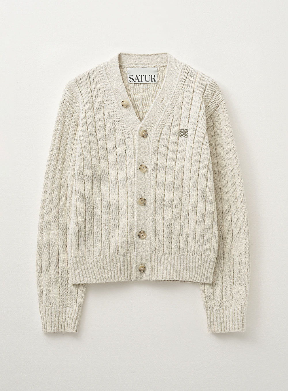 [satur] (W) Faro Over Size Boucle Cardigan - Lucent Ivory