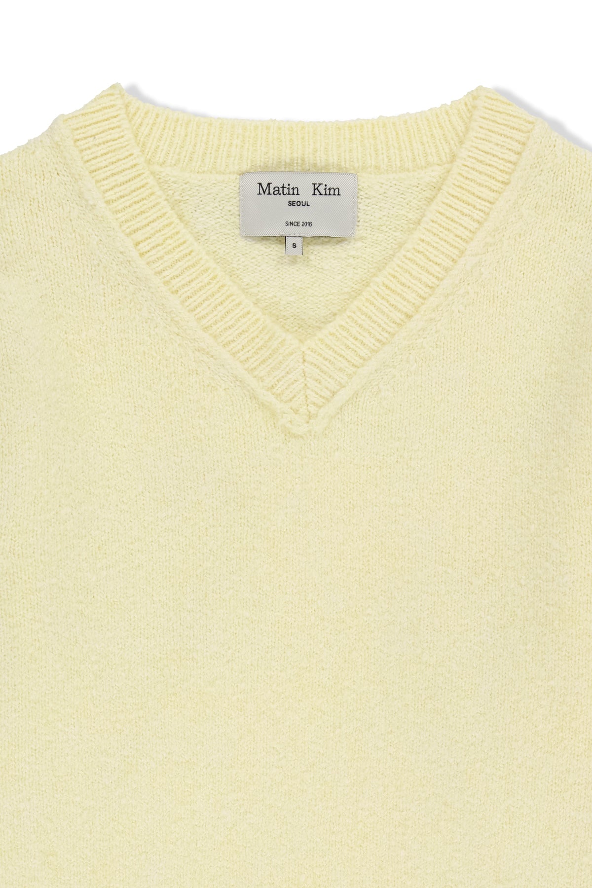 Matinkim Distressed Hem V Neck Knit Pullover IN Light Yellow
