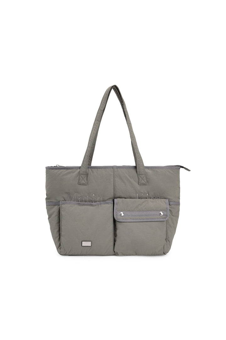 Matinkim Pocket Utility Nylon Big Shoulder Bag In Khaki