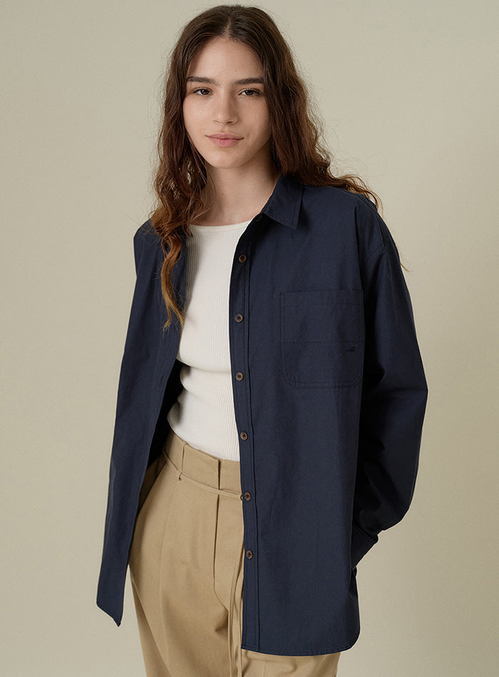 Mango Maniplease Duono Cotton Shirt Navy