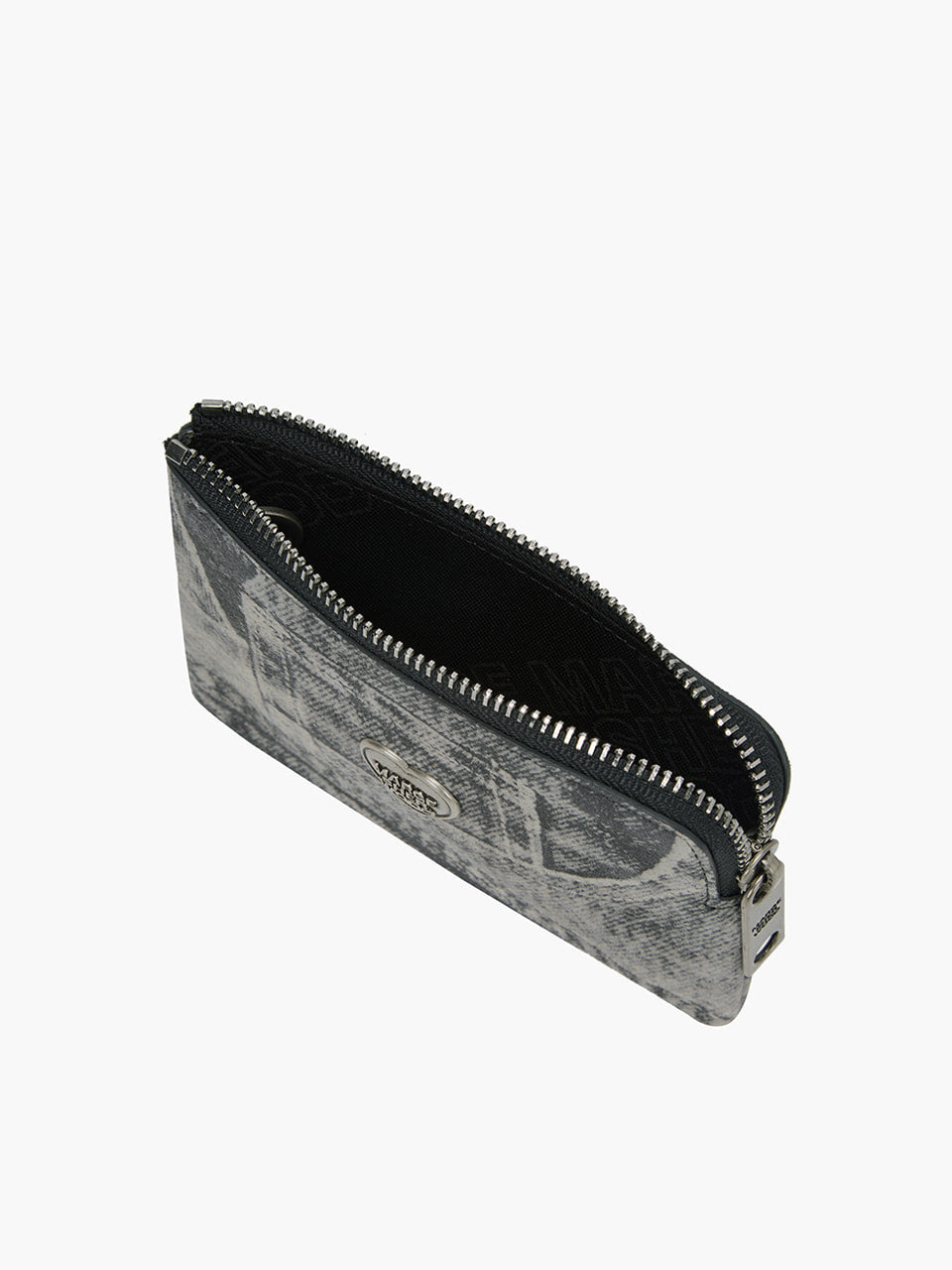 Margesherwood Heart Zipper Wallet Silver Logo light grey printed suede