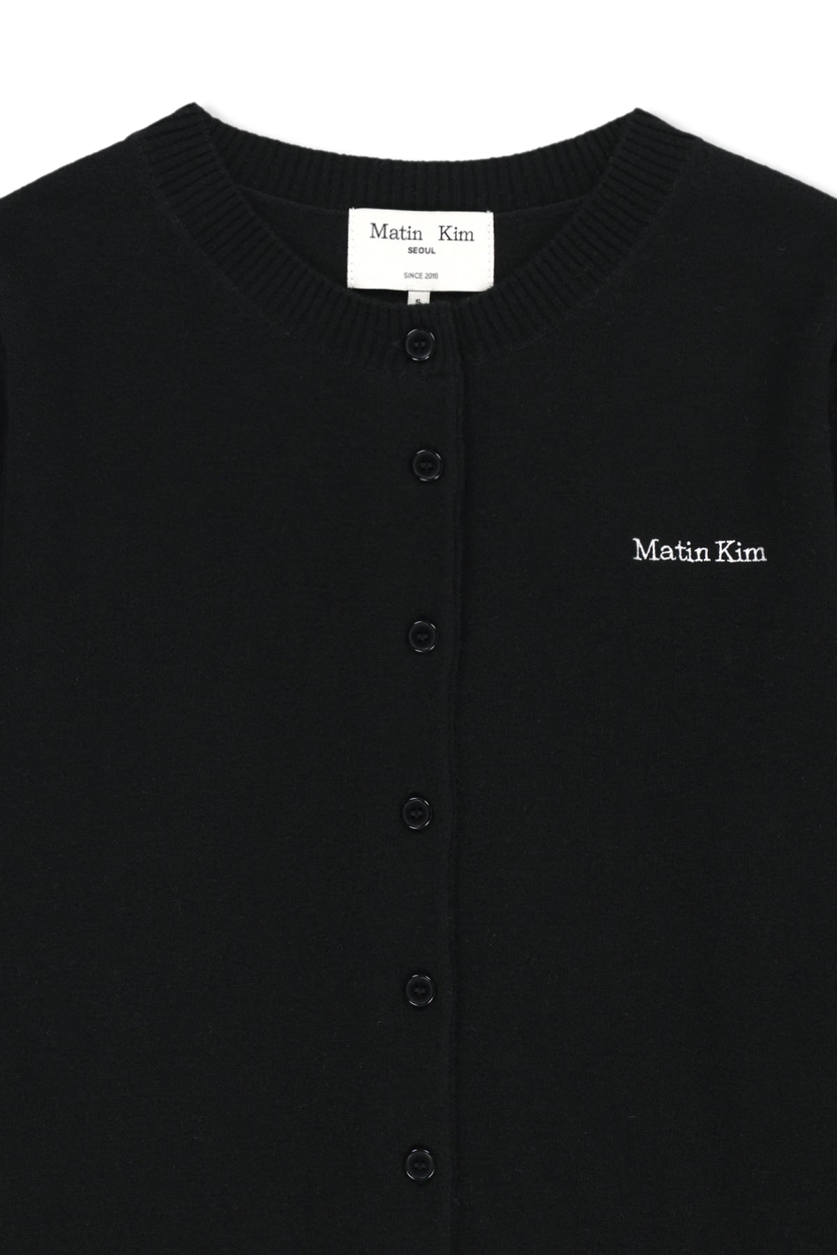 Matinkim Cashmere Blended Cutline Round Cardigan IN Black