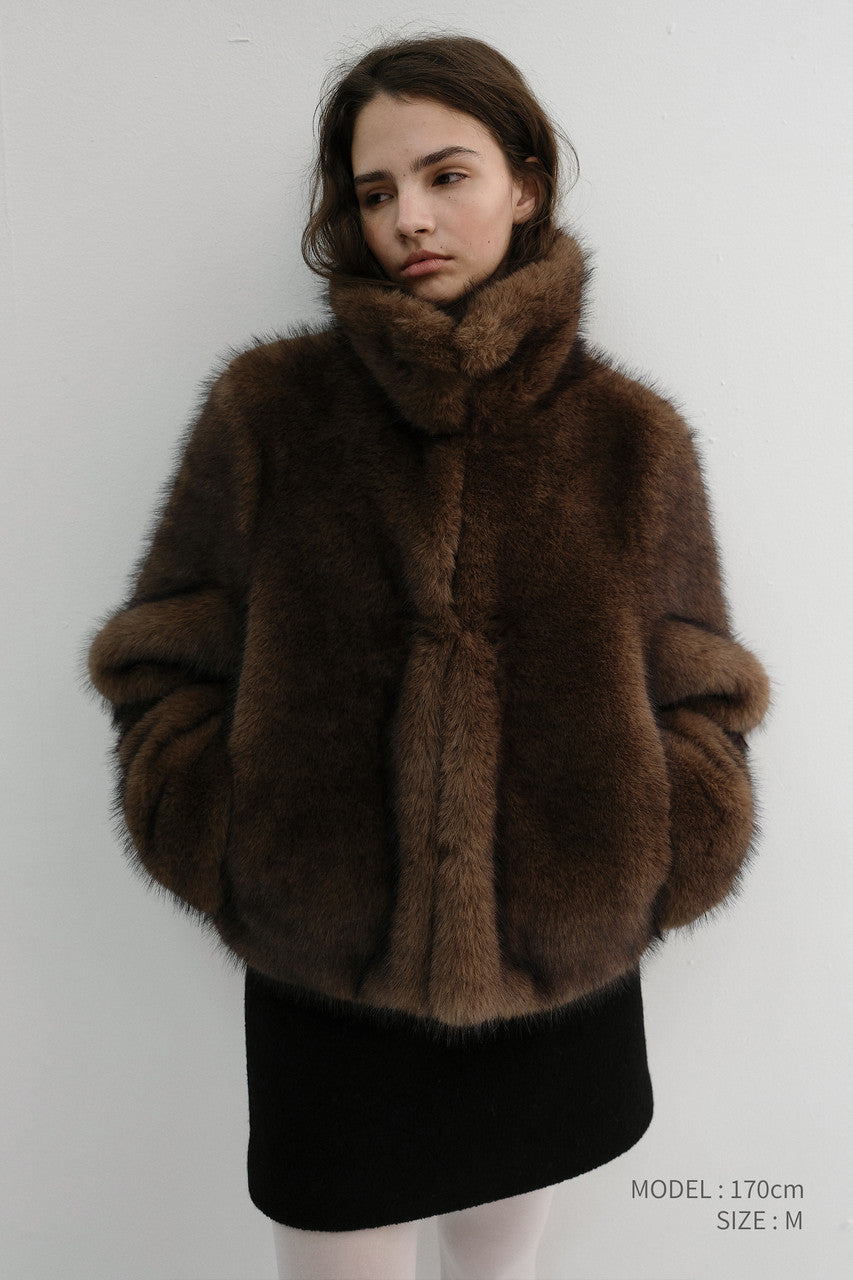 Dunst Cropped Fur Jacket Brown