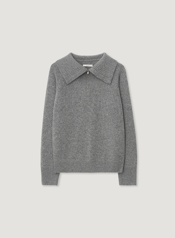 Mango Maniplease Aoi Half Zip Knit Grey