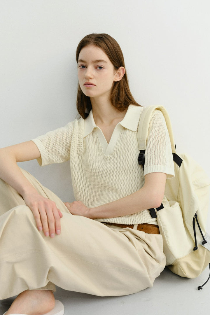 Dunst Unisex Chunky Polo Knit Ivory