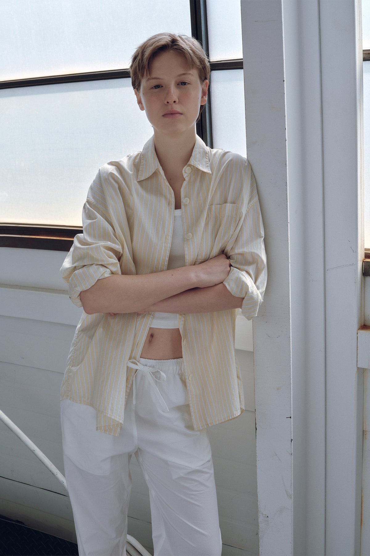 Nothing Written Timon striped cotton shirt (Butter)
