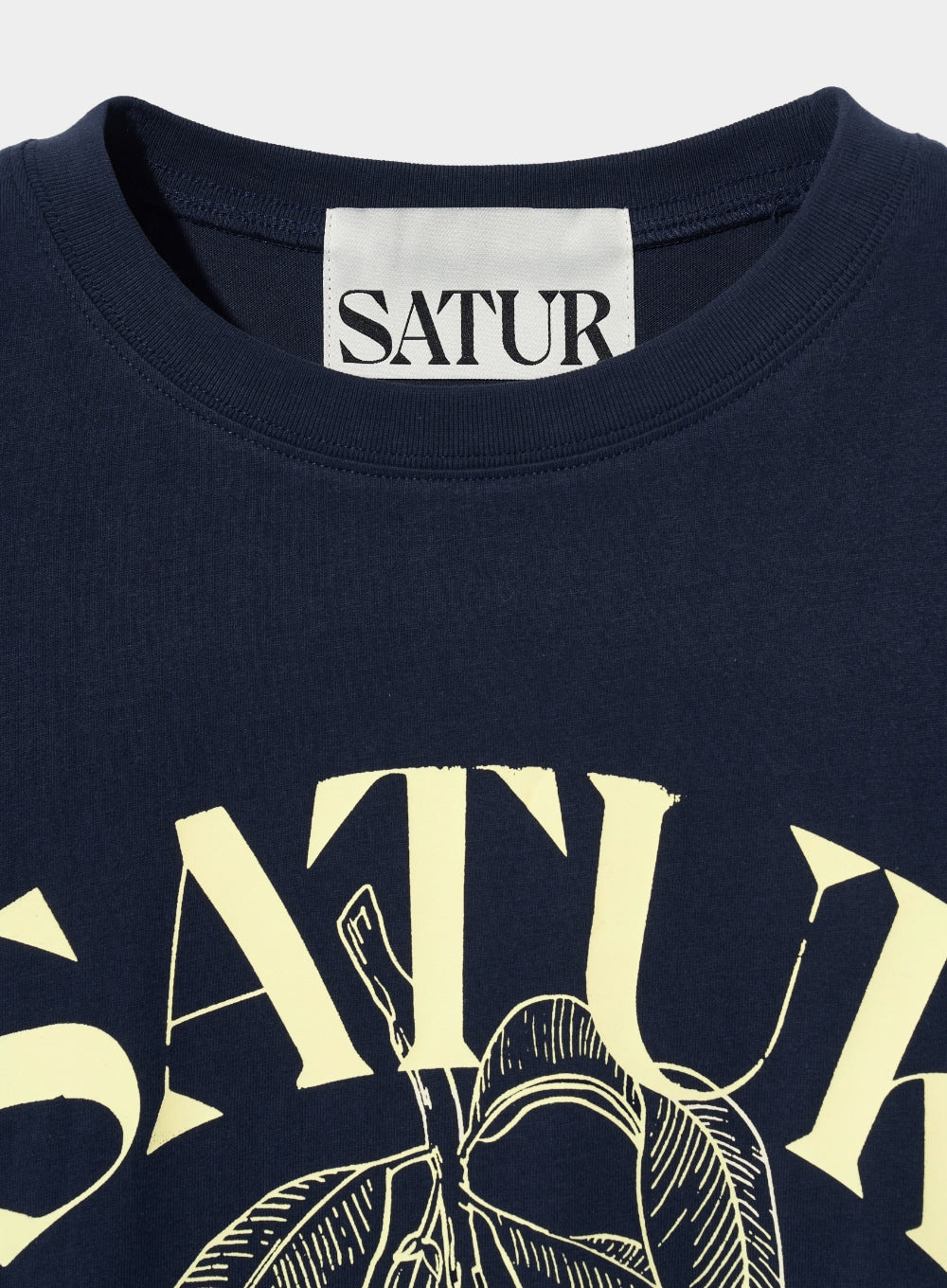 [satur] (W) Capri Citron Drawing Summer Graphic T-Shirt - Sunset Navy